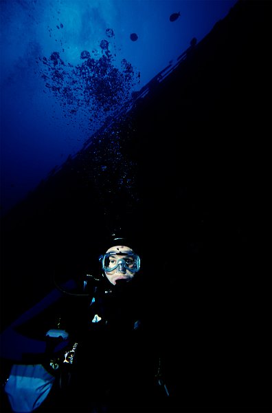 Diver Below Wreck